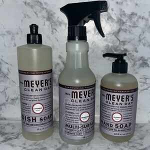 Mrs. Meyer's Clean Day Kitchen 3 Piece Set Dish Soap Hand Soap & Cleaner New
